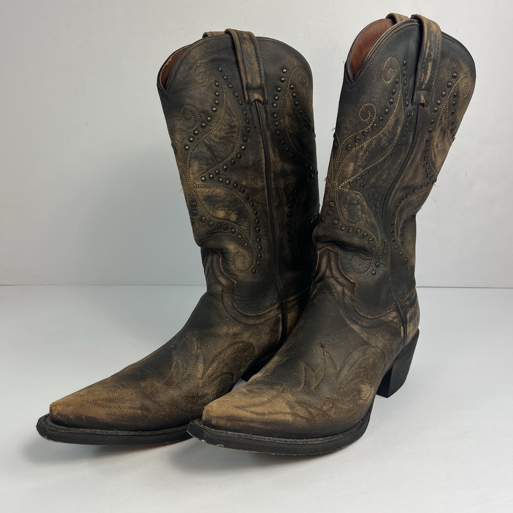 Eight Second Angel Women's Size 8B Brown Leather Western Cowboy Boots Distressed